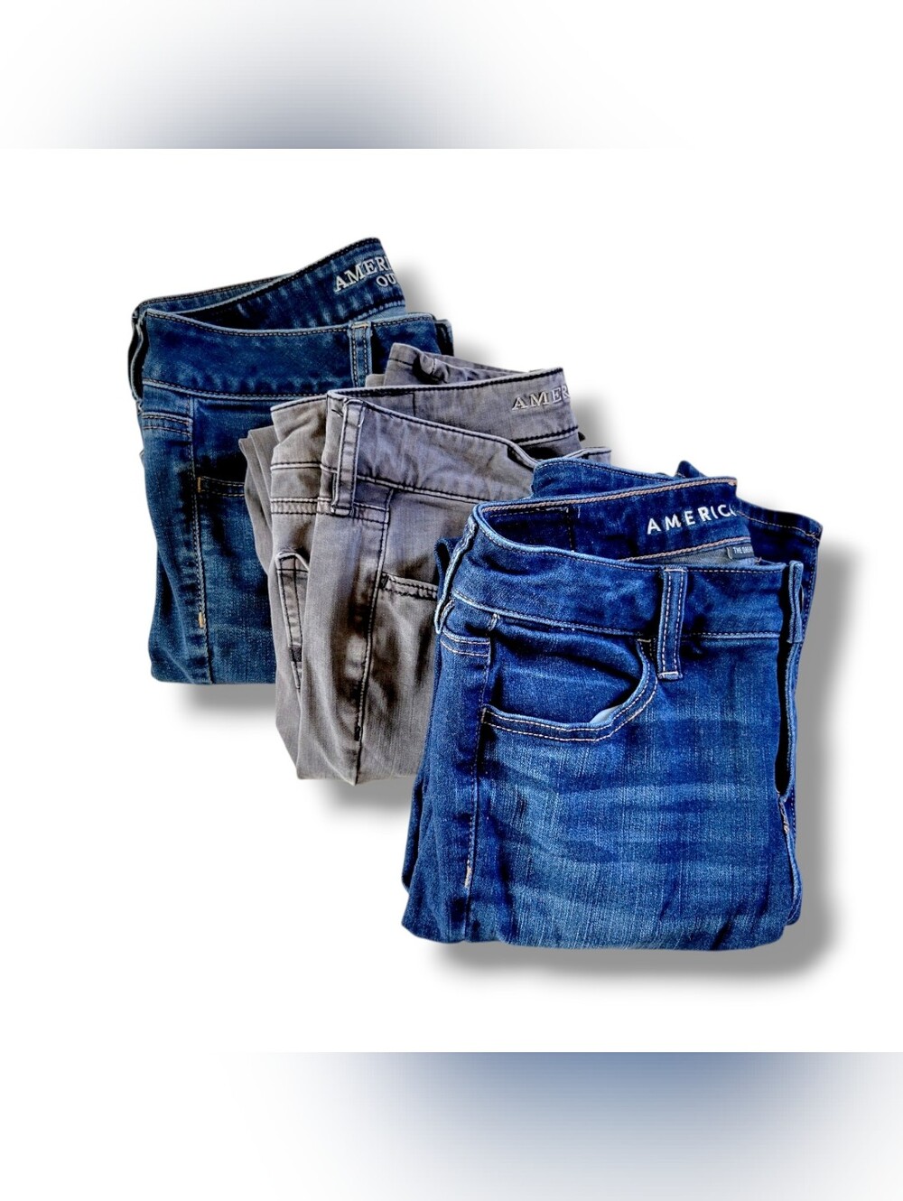 AE | Lot of 3 | Blue/Gray Skinny Denim Jean Jeggings Bundle (SIZE 2R)
